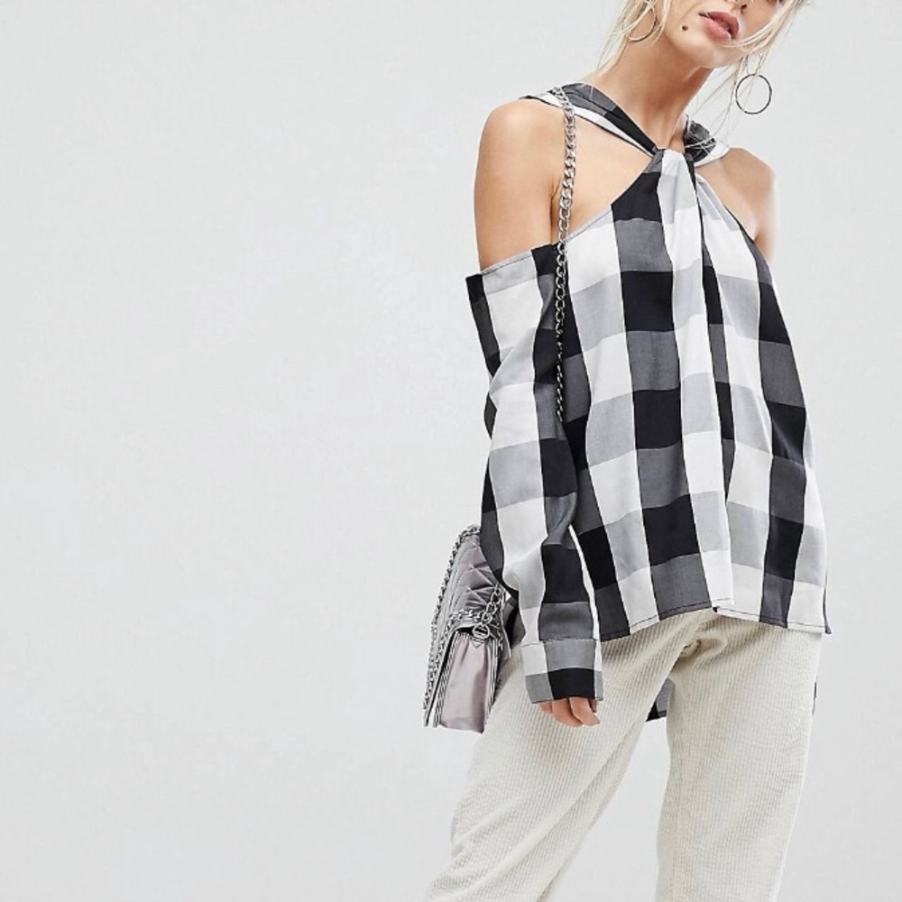 Current Air Check Off shoulder long sleeve top size XS